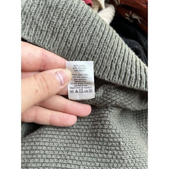 Madewell Province Cross Back Knit Sweater Green Long Sleeve Size XS Cotton Blend - Picture 10 of 10